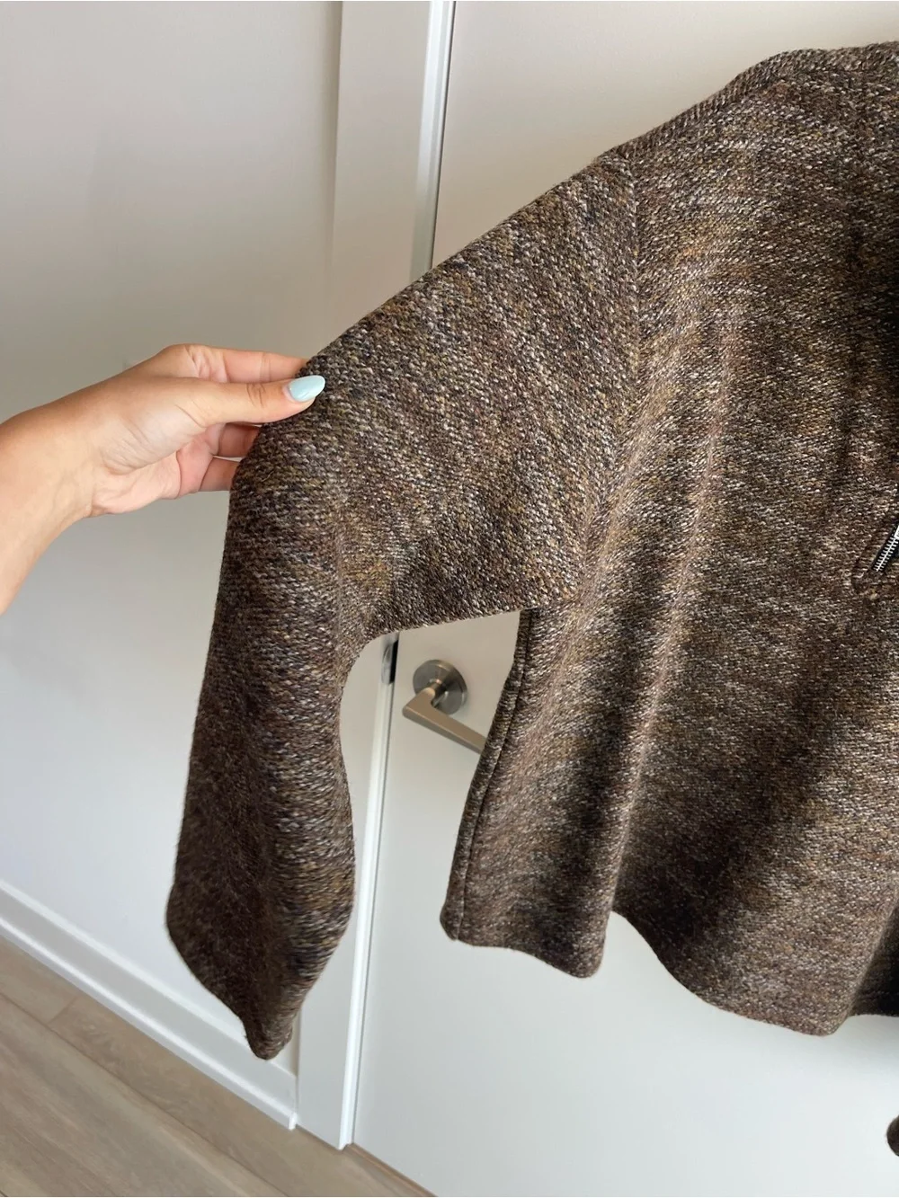 Madewell Bouclé Quarter-Zip Pullover Brown